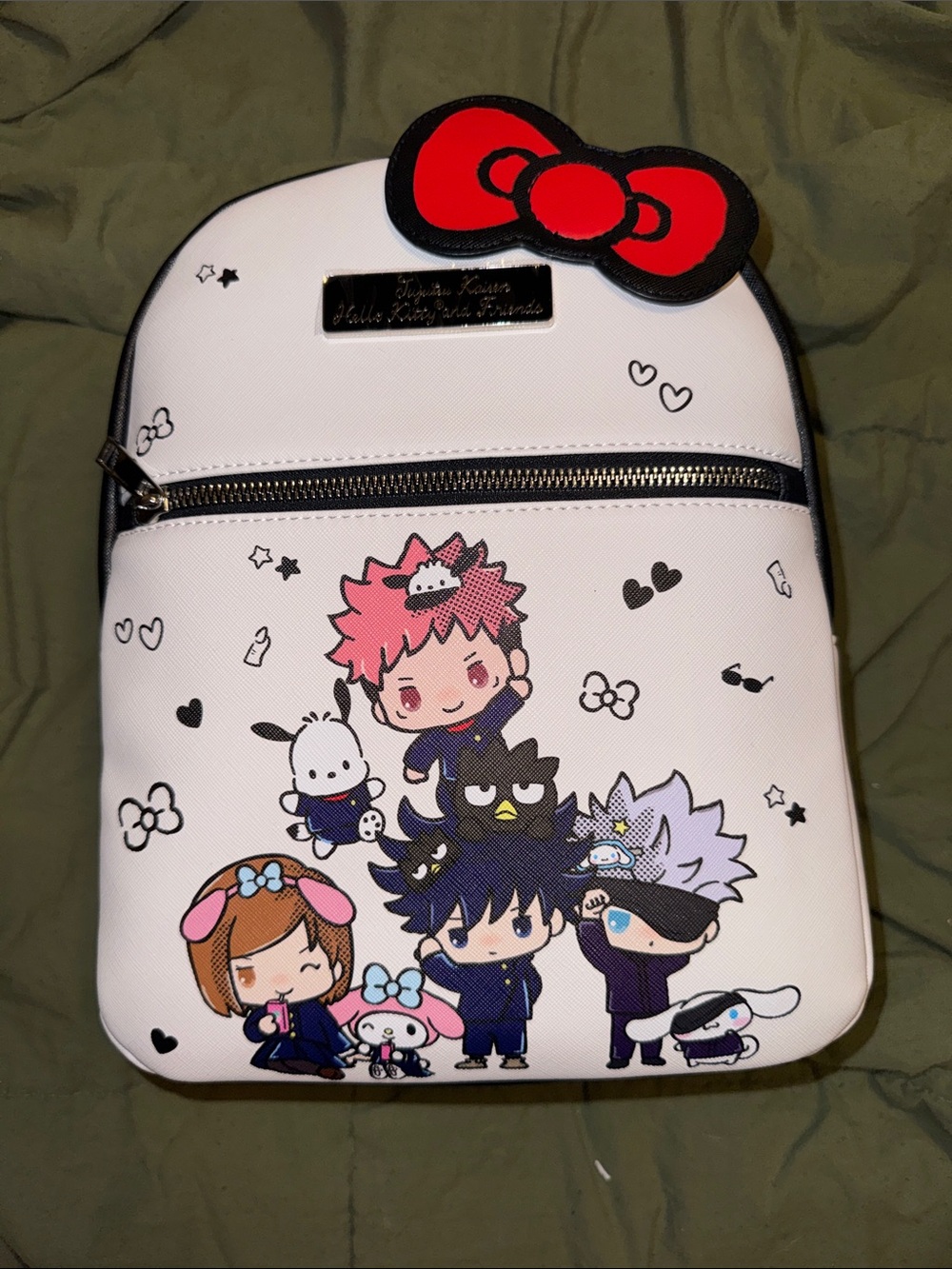 Hello Kitty White Mini Kids Backpack with Red Bow & Cute Character Art